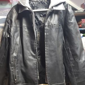 🖤Men's GUESS hooded Pleather jacket🖤